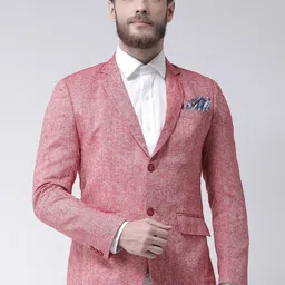 Hangup Men Red Solid Single Breasted Linen Blazers-picture-15