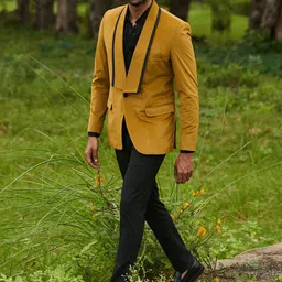 MR BUTTON Slim-Fit Single-Breasted Velvet Casual Blazer image 3