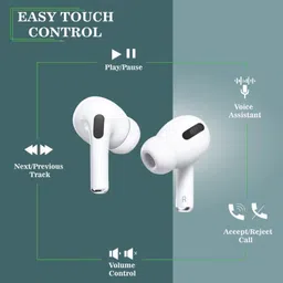 podnix Earbuds Pro Smart Touch Bass & Noise Block Bluetooth Headset image 2