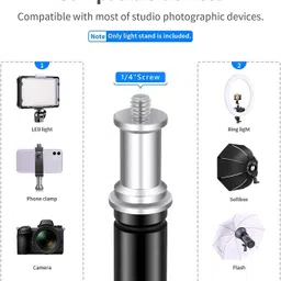 Digimate 6 Feet Height Adjustable Aluminum Alloy Portable Light Stand for Ring Light Tripod Ball Head image 2