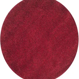 aaho decor Red Solid Polyester 6X6 Feet Machine Made Shaggy Round Carpet image 5