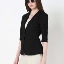 showoffff Women Solid Single Breasted Formal Blazer image 3