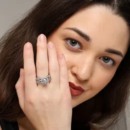 unity bond 925 Silver Adjustable AD Diamond Ring for girls Silver Diamond Silver Plated Ring image 4