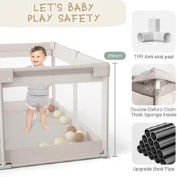 nucarture Baby Playpen Kids Play Area with Foldable Safety Mesh Children Indoor Playard image 4