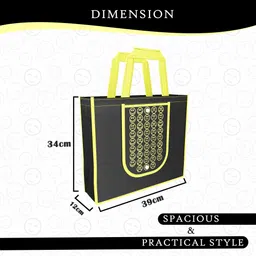 kuber industries Pack of 3 Smile Foldable Shopping Bags For Women | Orange, Black Yellow & Green Pack of 3 Grocery Bags image 3