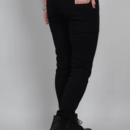 lzard Men Slim Mid Rise Black Jeans image 2