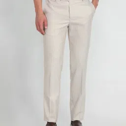 ardlor Men Regular Fit Cream Cotton Blend Trousers image 4
