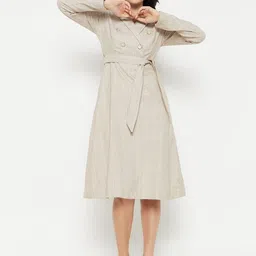 madame Women A-line Beige Knee Length Dress-picture-22