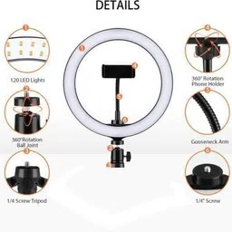 BESTFLY 7 Feet Light-Weight Tripod Stand and 10 Inch LED Ring Light with 3 Color Modes Tripod, Tripod Clamp image 5