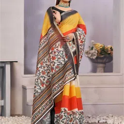 houseofcommon Printed Kanjivaram Pure Cotton, Cotton Linen Saree-picture-21