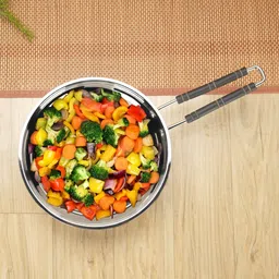 sumeet Stainless Steel Induction Bottom Fry Pan 1.250 LTR, 21.5 cm Dia, Silver Fry Pan 21.5 cm diameter 1.25 L capacity image 5