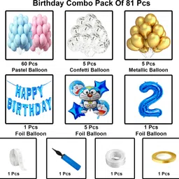 choice corner Happy 2nd Birthday Decoration Combo Doraemon Theme For Kids Boy Party Decoration image 2