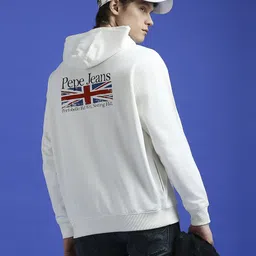 pepe jeans Men Full Sleeve Graphic Print Hooded Sweatshirt image 3