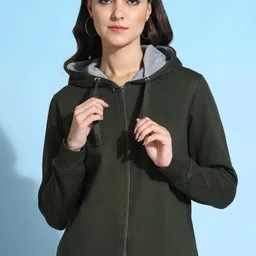 Women Full Sleeve Solid Hooded Sweatshirt-image-80