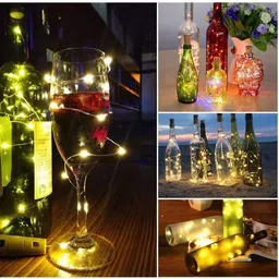 combo 4 quantity bottle cork led string lights 2 meter 20 led warm white 20 LEDs 1.98 m White Steady Bottle Rice Lights image 5