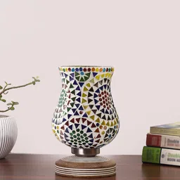 multicolor glass lamp with wooden base Table Lamp-image-2