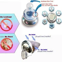 kidsy zilla Stainless Steel Baby Milk Feeding Bottle240ML 304 GRADE With Silicon Food Feeder - Stainless Steel, Silicone image 2