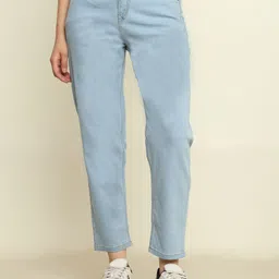 zayla Women Relaxed Fit High Rise Light Blue Jeans-picture-28