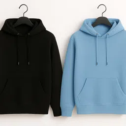 ashkart Men Solid Hooded Neck Black, Light Blue Sweater-picture-45