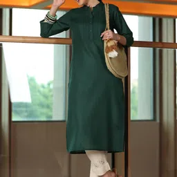 libas Women Solid Cotton Blend Straight Kurta-picture-23