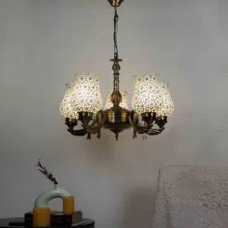 new era Plazo Multicolour Iron 5 Lights Chandelier image 1