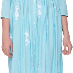 Women Embroidered Cotton Rayon Flared Kurta-image-20