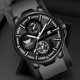 abrexo Chronograph Look Date Working Black Dial Grey Silicone Strap Watch For Boys Analog Watch - For Men Abx4025 BK GR SLN ST-picture-30