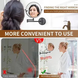 plantex Brass & SS-304 Magnifying/Makeup/Vanity Mirror/8 Inch/5x/1x-Magnification Bathroom Mirror image 5