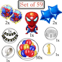 aoes Spider-Man 1st Birthday Decoration Kit Red, Blue, Gold Balloons Theme for Kids image 2