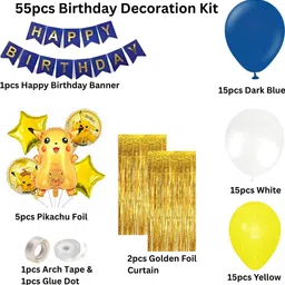 khushdin 55pcs Pikachu Theme Birthday Decoration Kit with Balloons & Foil Curtain image 2