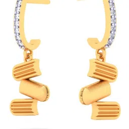 PC Chandra Jewellers Three Books Design Yellow Gold 18kt Diamond Drop Earring image 5