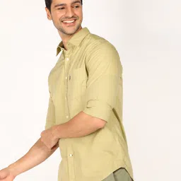 u.s. polo assn. Men Regular Fit Solid Spread Collar Casual Shirt image 3