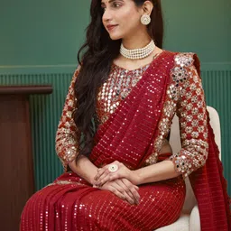 Embellished, Embroidered, Self Design Bollywood Georgette Saree-image-41