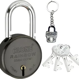 alone Rainbow Round 65mm lock 4 Keys Padlock for door Black Matte Finish Padlock-picture-12