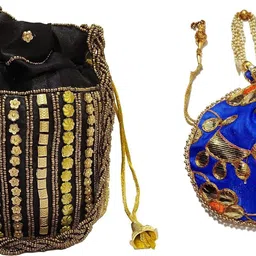 athizay Girls Black, Gold, Blue Potli-picture-17