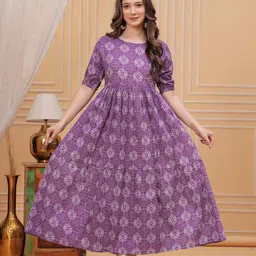 malia fashion Women Fit and Flare Purple Maxi/Full Length Dress-picture-10