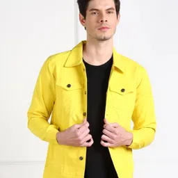 emmy word Men Solid Denim Jacket-picture-12