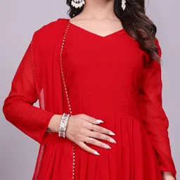 shiva clothing Dyed, Solid Georgette, Crepe Stitched Anarkali Gown image 5