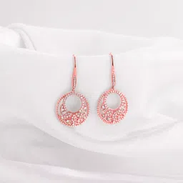 giva 925 Silver Rose Gold Crescent Affair Earring for women Zircon Sterling Silver Hoop Earring image 1