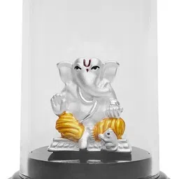 zavya Divine Reflection Rhodium-Plated Sterling Silver Ganesh Idol Decorative Showpiece-6.5 cm image 2