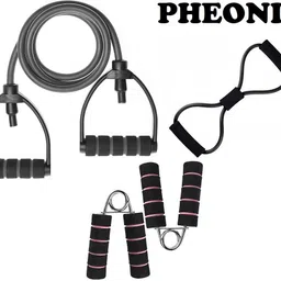 Combo Of Adjustable Single Toning Tube With Resistance Tube And 2 Hand Gripper Fitness Accessory Kit Kit-image-22