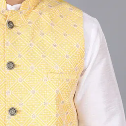 sadree Men Pure Silk Kurta Pyjama Ethnic Jacket Set image 4