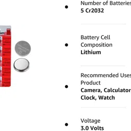 atozenterprises CR2032 Button Cell 3v (Pack of 5) Battery image 3