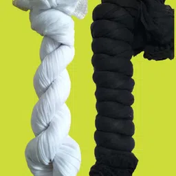 roundx Lycra Blend Self Design Black, White Women Dupatta-picture-32