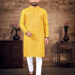 shivgarment Men Cotton Blend Kurta Pyjama Set-picture-48