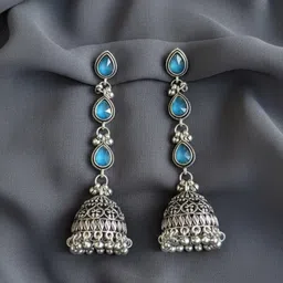 aaru Jhumki Earring Teardrop German Silver Jhumki Earring image 2