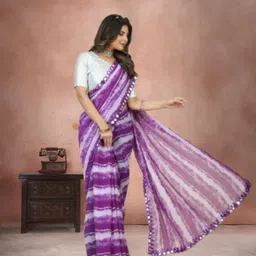 jayu Digital Print, Embroidered, Printed, Self Design, Striped, Tie-Dye Bollywood Georgette Saree image 4