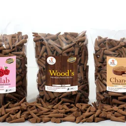 Multi Incense Dhoop Batti ( charcoal free ) Cones Combo Of GULAB, Woods, CHANDAN-image-1