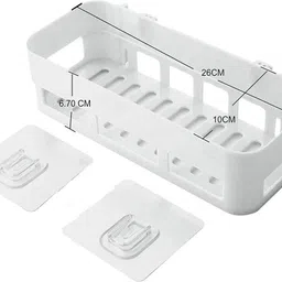 aashuhit Without Drilling Organizer (4 Shelf+2 Towel Hanger) Bathroom Set (Pack of 6) image 3