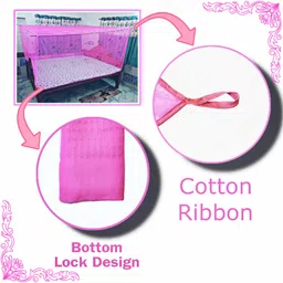 f netwala Double Bed (6×7 Feet) Flower Print Polyester Washable Adults Mosquito Net image 3